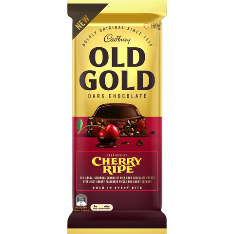 Cadbury Old Gold Chocolate Block 180g - Cherry Ripe
