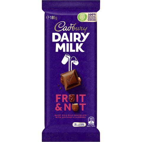 Cadbury Dairy Milk Chocolate Block 180g - Fruit & Nut