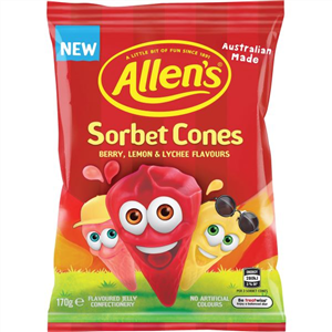 Allens Sorbet Cones  170g