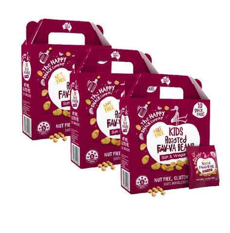 Happy Snack Company Kids Roasted Fava Beans 30 Pack - Salt & Vinegar