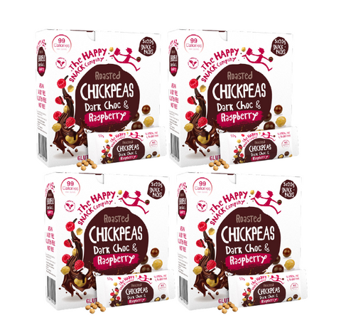 Happy Snack Company Roasted ChickPeas 20 Pack - Dark Choc Raspberry