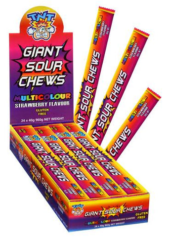 TNT Giant Sour Chew Bars 24Pack Strawberry
